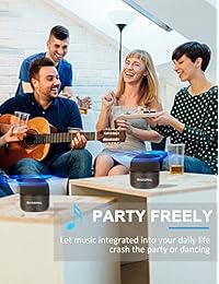 BassPal Altavoces Bluetooth portátiles, pequeño altavoz estéreo inalámbrico (TWS) con radio, IPX5 resistente al agua, sonido HD y graves mejorados, tamaño mini bolsillo para el hogar, viaje, ducha, piscina, playa al aire libre, 2 unidades Negro