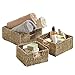VonHaus Set of 3 Square Seagrass Storage Baskets with Insert Handles Ideal for Bathroom and Home Organization ,Brown ,Set of 3 Seagrass
