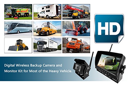 Digital Wireless Backup Camera System Kit HD Waterproof Strong Anti-interference 7 inch LCD With Night Vision Rear View Reversing Security Monitor Set For Truck/Trailer/Van/Bus/RV (7 inch) - Thumbnail 5