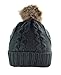 Women's Fur Pompom Fleece Lined Knitted Slouchy Beanie Hat (GRAY)