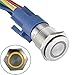 APIELE 16mm Latching 12V Push Button Switch On Off Stainless Steel with LED Angel Eye Head for 0.63