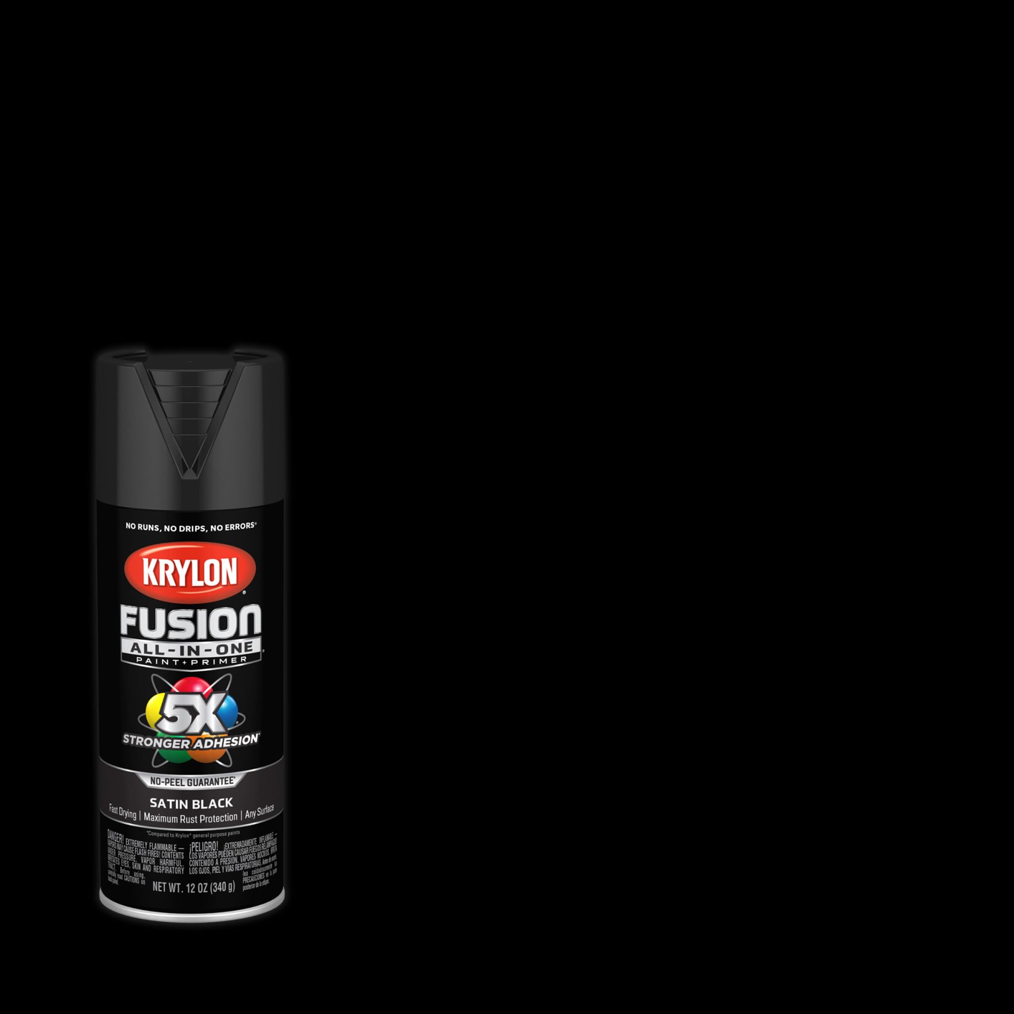 Krylon Fusion All-In-One Adhesive Spray Paint for Indoor/Outdoor Use, 12 oz, Black