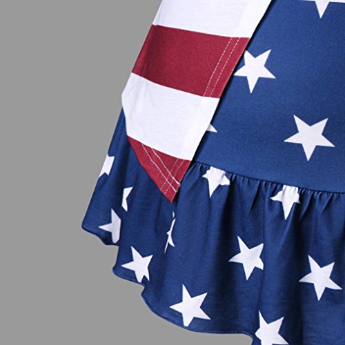 Howley Fashion Womens Plus Size American Flag Print Ruffles Bowknot Patriotic Tank Tops (2XL) - Thumbnail 2