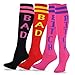 TeeHee Novelty Cotton Knee High Fun Socks 5-Pack for Women (Scarry Vampire and Bad Attitude)