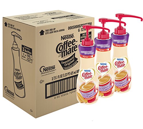 NESTLE COFFEE-MATE Coffee Creamer, Sweetened Original, 21.1oz liquid pump bottle, Pack of 3