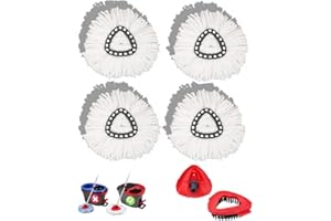 Mop Heads Compatible with Vileda EasyWring 1-Tank System for Bedroom Bathroom Kitchen Tub and Tile (4 Pack White+1 Set Brush 