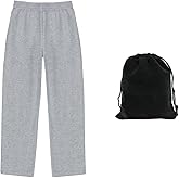 Hanes EcoSmart Boys' Sweatpants with Open-Leg Design, Durable Cotton-Blend, Includes Pouch