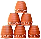 Odishabazaar Ceramic 6 Pc Kulhar Kulhad Cups Traditional Indian Chai Tea Cup Set of 6 Tea Mug Coffee Mug