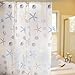 Stylish Living Elegant PEVA Bathroom Shower Curtain for Home / Traval / Hotel with Hooks, Frosted Clear with Starfish , Conch and Shell Curtain for Kids, 72 Inches X 72 Inches