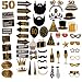 50th Birthday Photo Booth Props - 60-Pack Birthday Party Supplies, Selfie Props, Party Favors for Cocktail Parties, Black and Gold