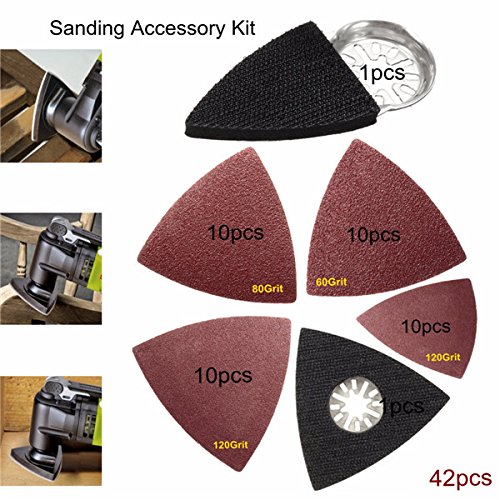 42pcs Sanding Accessories Set 60/80/120 Grit for Bosch Fein Oscillating Multitool Multimaster