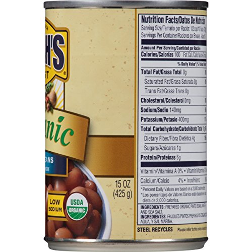 image for BUSH'S BEST Organic Pinto Beans, 15 Ounce Can (Pack of 12), Organic Ch