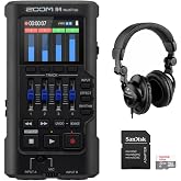 Zoom R4 MultiTrak 32-Bit Float Recorder with Stereo Bouncing Bundle with Polsen HPC-A30 Closed-Back Studio Monitor Headphones and SanDisk 32GB Ultra Memory Card