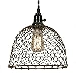 Chicken Wire Dome Pendant Light in Primitive Rust