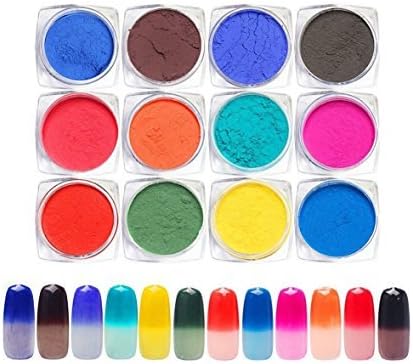 12 Colors Thermochromic Pigment Thermal Color Change Temperature Powder Dust Decoration Gradient Nail Art Manicure 1g