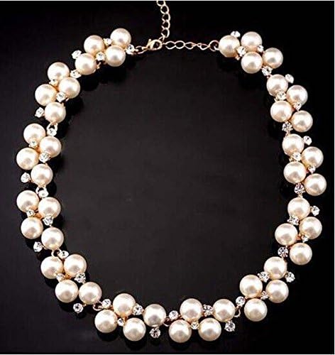 Fashion Womens Pendant Crystal Chain Chunky Statement Pearl Bib Necklace Jewelry
