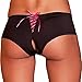 Rene Rofe Women's Crotchless Ribbon Back Boyleg, Black, Medium/Large