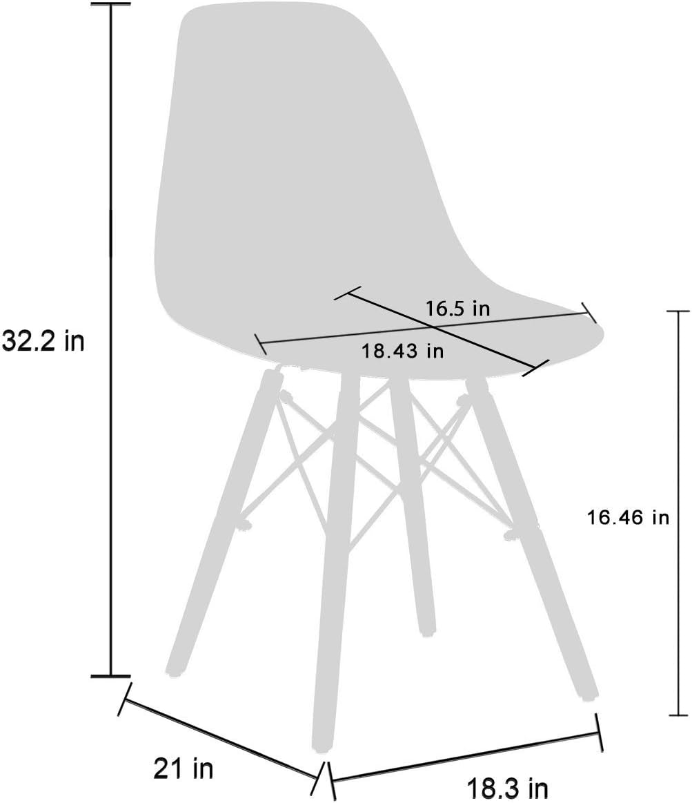 CangLong Modern Mid-Century Shell Lounge Plastic DSW Natural Wooden Legs for Kitchen, Dining, Bedroom, Living Room Side Chairs, Set of 2, Grey - Chairs