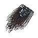 Sassina Remi Brazilian Human Hair Extensions Kinky Curly Clip In Double Wefts Thick Hair For Full Head Black Women 1B Off Black Fading into Light Chocolate Brown 120 Grams KC 1BT4# 14 Inch