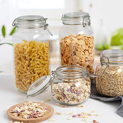 Vtopmart 78oz Glass Food Storage Jars with Airtight Clamp Lids, 3 Pack Large Kitchen Canisters