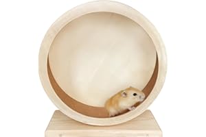 Hamster Exercise Wheels |Large Hamster Wheel Silent Running,Quiet Gerbil Wheel Wooden with Base, Spinner for Small Pets Mice 