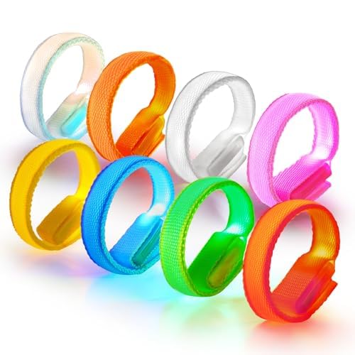 AUAUY 8PCS Glow In The Dark LED Wristband, 8 Colors LED Bracelets, Flashing Light Up Wristbands Party Supplies for Festivals, Raves, Camping, Birthday Party, Glow Accessory for Adults