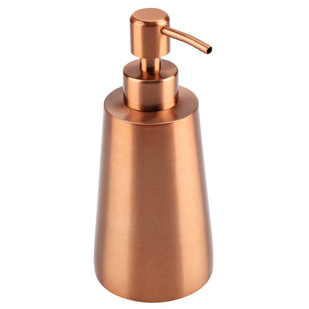 Stainless Steel Soap Dispenser, 350ml, Rose Gold, Countertop Pump Bottle for Kitchen Bathroom, Refillable Liquid Lotion Dispenser, 17.5x7.4x5.5cm