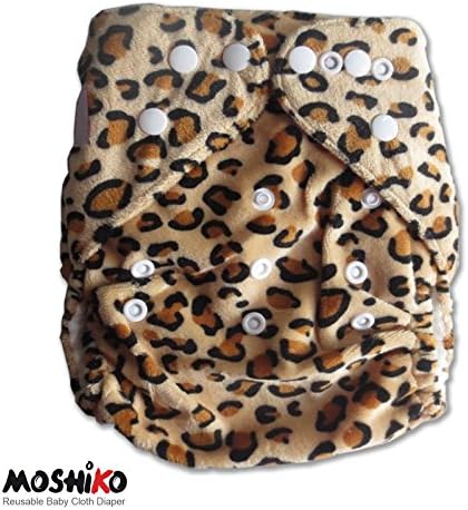 Reusable and Washable Pocket Baby Cloth Diaper Nappy by Moshiko (1 Diaper Cover + 1 FREE Insert) - All in One Size with Adjustable Snaps Fits Babies from Newborn thru Toddlers!