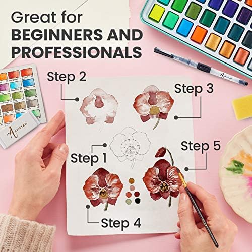 Watercolor set by Artistro with vibrant colors, suitable for artists and art enthusiasts.