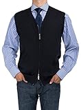 Bianco B Men's Full Zip Cotton Sweater Vest Relaxed Fit