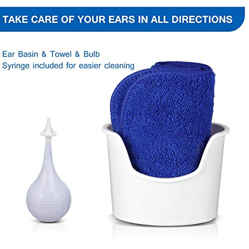 Ear Wax Removal Tool, ETEREAUTY Ear Cleaning Irrigation Kit for Adults & Kids, Includes 25 Disposable Tips, Basin, Syringe, 2 Long Hose, Curette Set (3 pcs), Towel and Cotton Swab (100pcs)