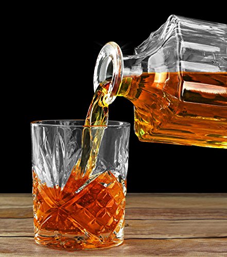 James Scott Crystal Liquor Decanter with Stopper-Whiskey Decanter for Wine, Bourbon, Brandy, and Liquor 650ml- Perfect Gift!