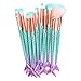 Decemter 10Pcs Mermaid Eye Makeup Brushes Synthetic Professional Eyeliner Eyeshadow Blending Foundation Blush Concealer Cosmetic Brushes Set (Blue and Purple)