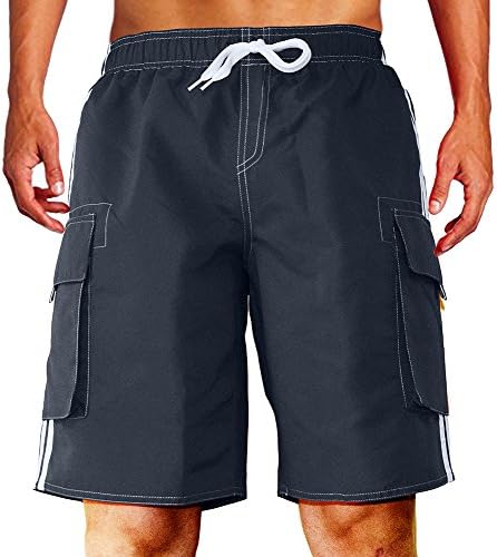 Dwar Men's Swim Trunks Beach Short (Medium, Dark Blue)