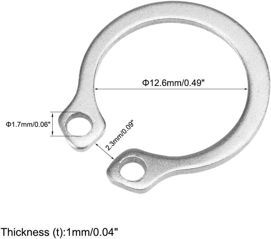 sourcing map 16mm External Circlips C-Clip Retaining Shaft Snap Rings 304 Stainless Steel 50pcs, Silver, 16mm (50-Pack) - Image 4