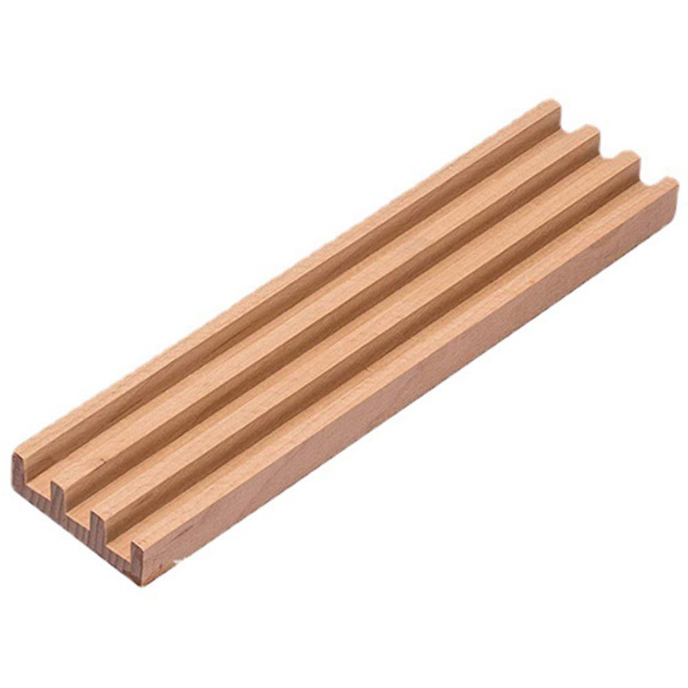 Healeved Solid Wood Domino Rack Holder for Domino Games - Multi-Slot Wooden Tray for Mexican Train and - 9.65X2.95X0.67 Inch Wooden Storage Stand