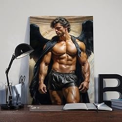 HMLZSJ Nude Muscle Male Torso Portrait Art Gay