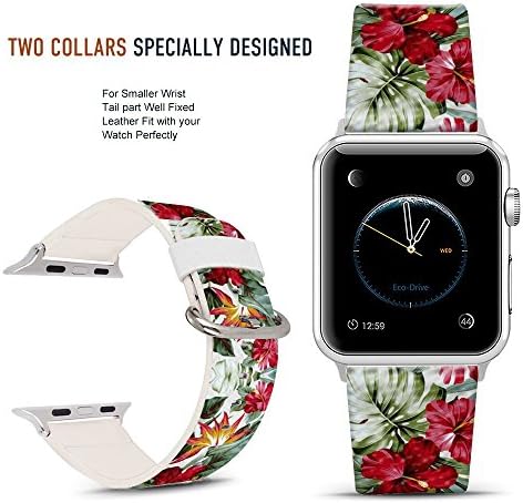 For Apple Watch Band 38mm Red flower, DOO UC Stainless Steel Watch Band Replacement Strap for Both Apple Watch Series 1 and Series 2 Series 3-38mm