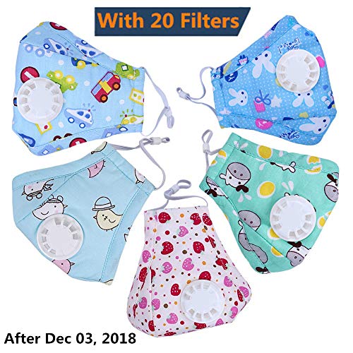 Ligart Kids Anti Pollution Mask with Activated Carbon N95 Filters Dust Mask Filtration Exhaust Gas Anti Pollen Allergy PM2.5 Air Filter Mask for Outdoor Activities 5Pcs
