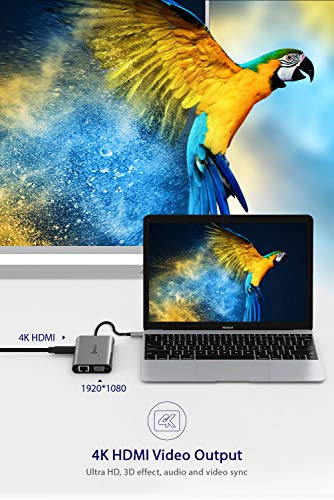 USB C Hub, UtechSmart 11 in 1 USB Type C Adapter with Gigabit Ethernet Port, Pd Type C Charging Port, 4K HDMI, VGA, SD TF Card Reader, 4 USB Ports and Audio Mic Port Compatible for MacBook [Upgraded] - Thumbnail 3