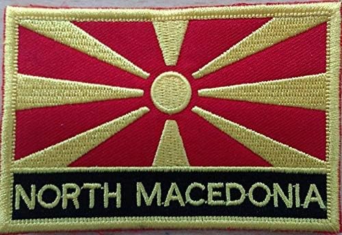 1000 Flags North Macedonia Flag Embroidered Rectangular Patch Badge