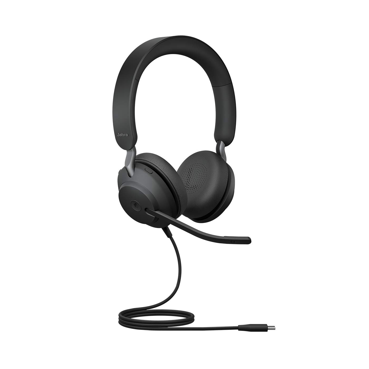 Jabra Evolve2 40 PC Headset – Noise Cancelling Microsoft Teams Certified Stereo Headphones With 3-Microphone Call Technology – USB-C Cable – Black