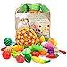 Glonova Play Food Cutting for Toddlers Kids, 37 Pcs Kitchen Toys Cutting Vegetables Fruits with Pizza Play Food Set Pretend Cutting Food Playset with Carry Bag for Children Girls Boys