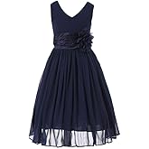 Bow Dream Junior Bridesmaids V-Neckline Chiffon Flower Girl Dress