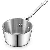 D&M Butter Warmer 0.23 Quart, Multi-Ply Clad Stainless Steel Milk Frother and Chocolate Melting Pot, Small Saucepan for Induction Stovetop, Coffee, Butter, Syrup