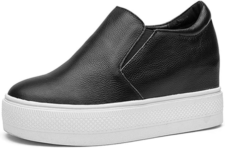 Amazon イノヤシューズ 厚底 スリッポン レディース ローファー 本革 黒 ブラック インヒール 身長効果 レザースニーカー ラウンドトゥ ローカット 軽量 通気 滑り止め カジュアル 日常 通学 旅行 大きいサイズ ローファー スリッポン