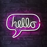 Isaac Jacobs 17†x 12†inch LED Neon ‘White & Pink “hello†Word Bubble’ Wall Sign for Cool Light, Wall Art, Bedroom Decorations, Home Accessories, Party, and Holiday Décor: Powered by USB Wire (HELLO)