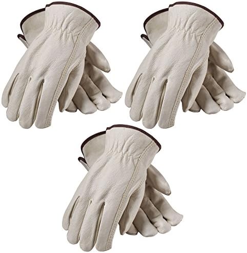 3 Pack PIP® Industry Grade Top Grain Pigskin Leather Driver's/Work Glove with Keystone Thumb Sizes S-XL (Medium)