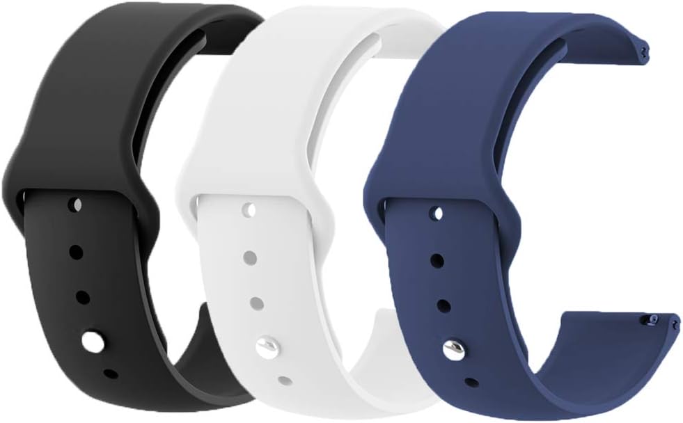 MLQSS Quick Release Soft Silicone Watch Bands for Samsung Gear S3,18mm 20mm 22mm Universal Adjustable Sport Strap for Amazfit/Pebble/Fossil Q/Huawei Women Men SmartWatch (3 Pack-2, 18mm Width)
