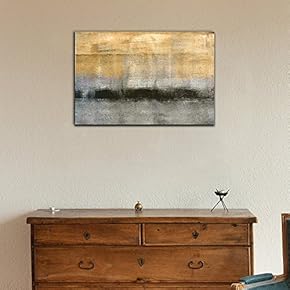 Canvas Wall Art - Abstract Landscape with Golden Black and Grey Color - Gallery Wrap Modern Home Art | Ready to Hang - 12x18 inches